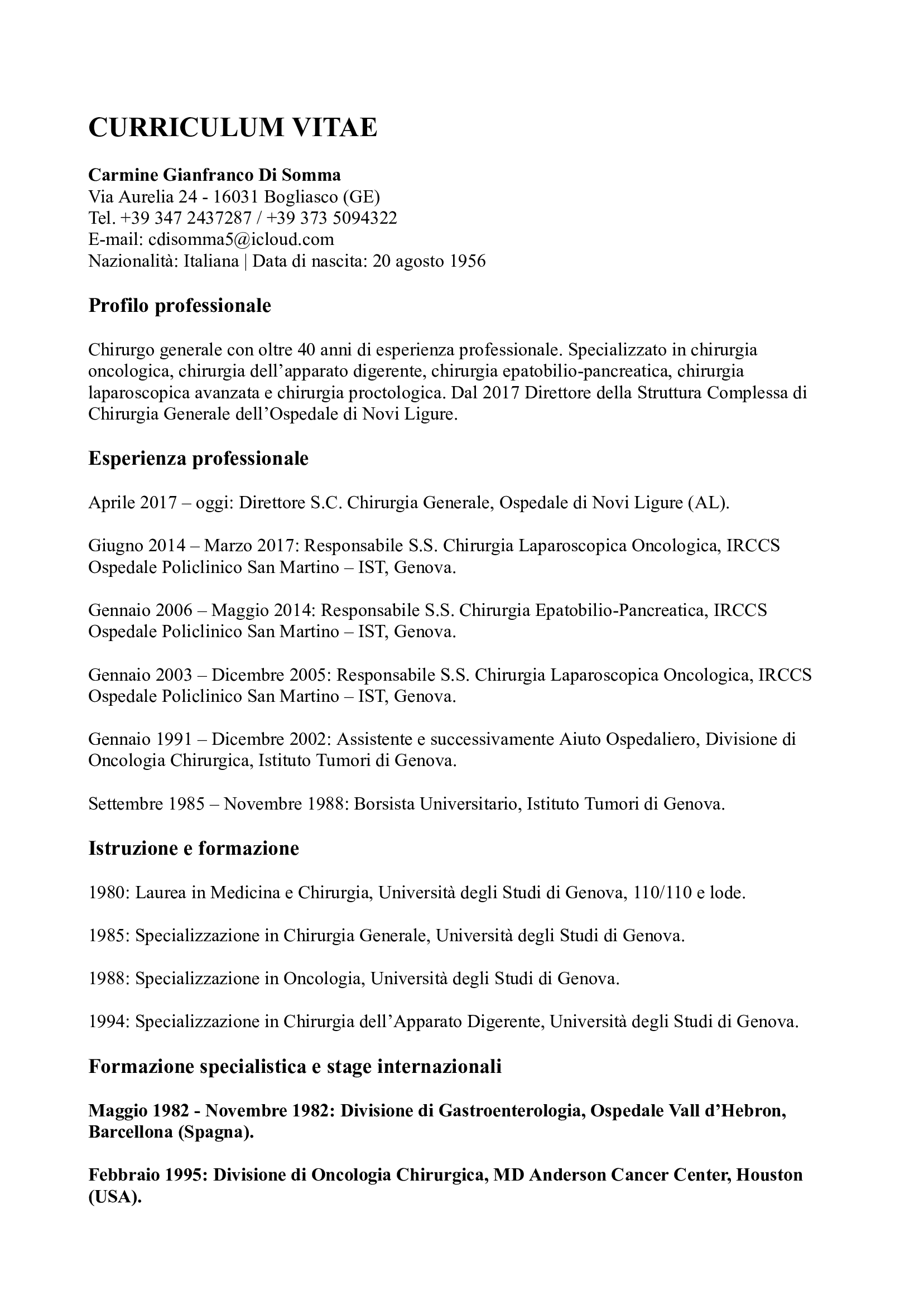 Curriculum vitae del Prof. Carmine Gianfranco Di Somma, pagina 1